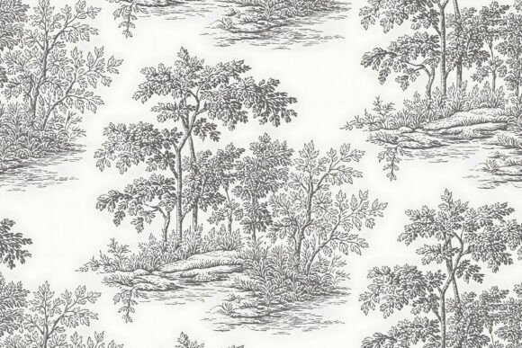 Antique Red Toile De Jouy Pattern Design