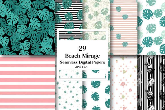Beach Mirage Digital Papers