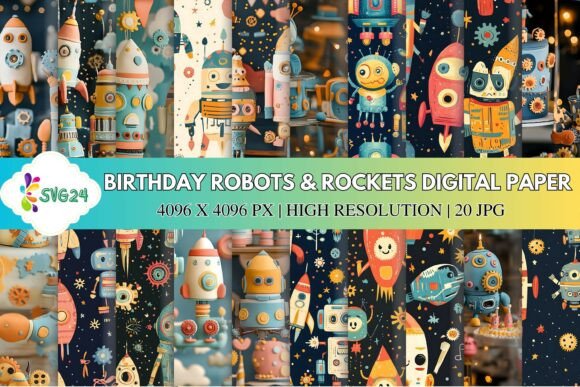 Birthday Robots Rockets Digital Paper: A Playful Twist for Creative Projects
