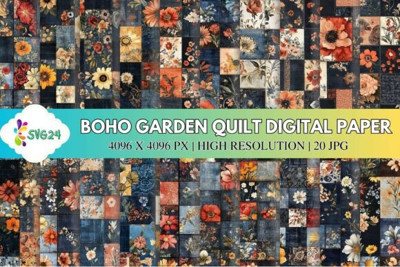 Boho Garden Quilt Digital Paper: A Creative Resource for Artistic Designers