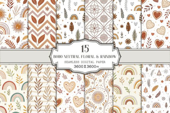 Boho Neutral Floral Rainbow Seamless: A Versatile Design for Creative Projects