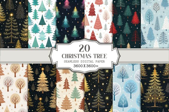 Christmas Tree Seamless Pattern Bundle: A Festive Digital Resource for Creativity and Design