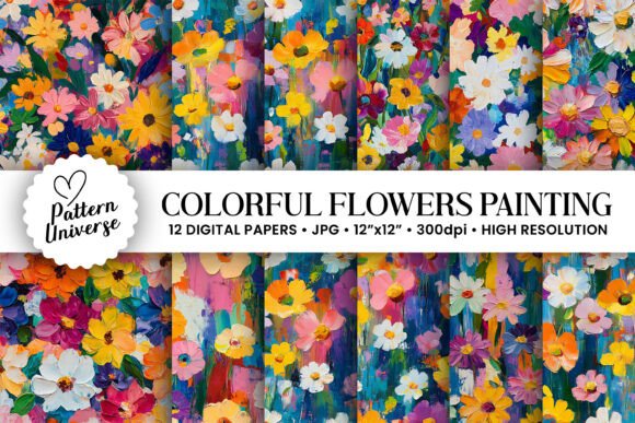 Colorful Flowers Painting Backgrounds: A Versatile Resource for Creative Projects