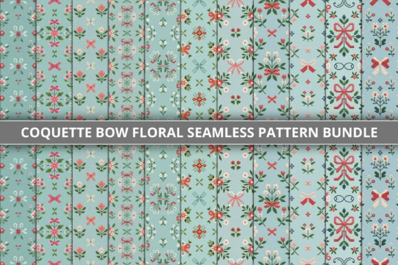 Coquette Bow Floral Pattern Bundle: A Timeless Addition to Your Design Collection
