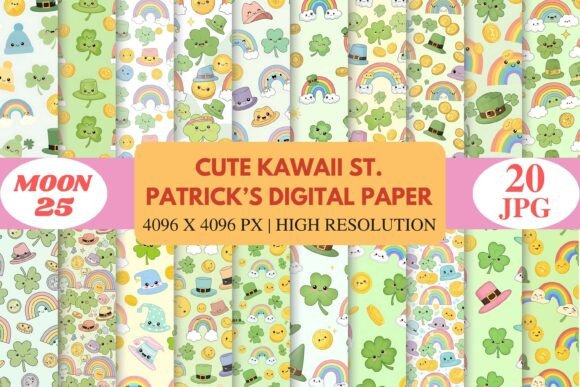 Cute Kawaii St. Patrick’s Digital Paper