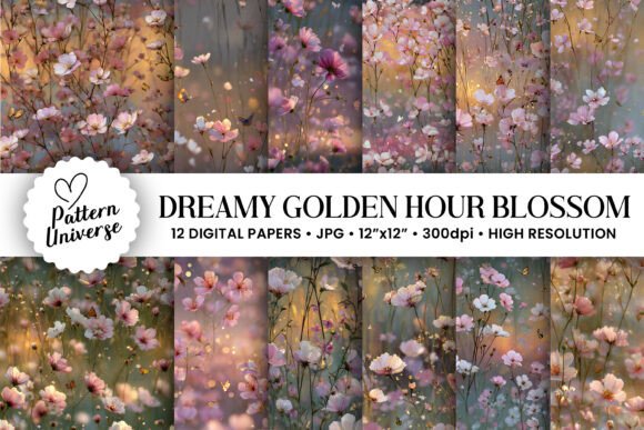 Dreamy Golden Hour Blooms Pattern