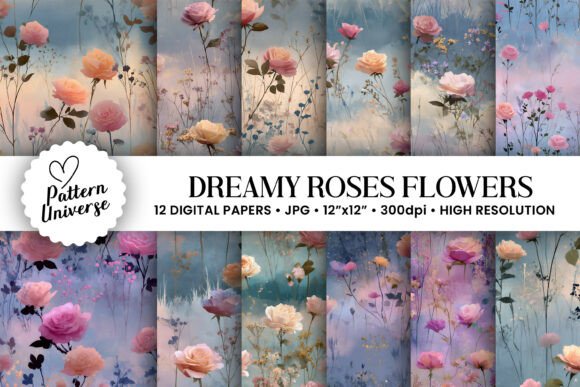 Dreamy Roses Flowers Field Pattern: A Versatile Design for Creative Projects