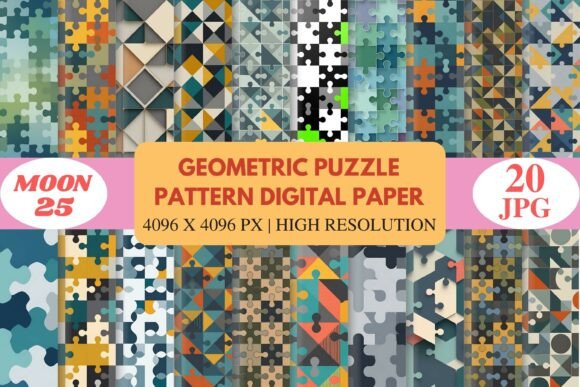 Geometric Puzzle Pattern Digital Paper