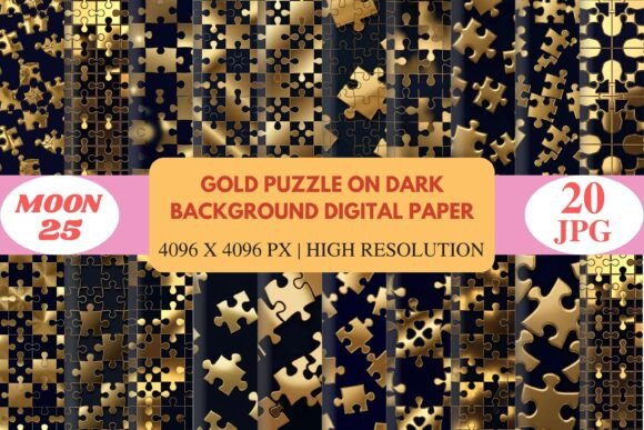 Gold Puzzle on Dark Background Digital P: A Luxurious Design Resource