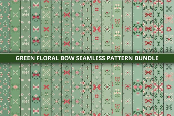 Green Floral Bow Seamless Pattern Bundle: A Versatile Addition to Your Creative Projects