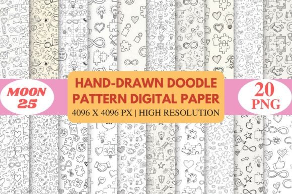 Hand-Drawn Doodle Pattern Digital Paper: Add Personality to Your Creative Projects