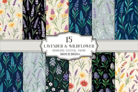 Lavender Wildflower Seamless Pattern