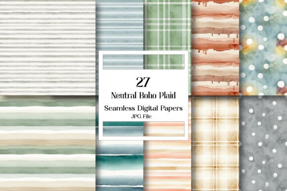 Neutral Boho Plaid Seamless Pattern
