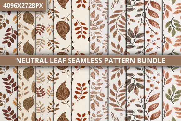 Neutral Leaf Seamless Pattern Bundle