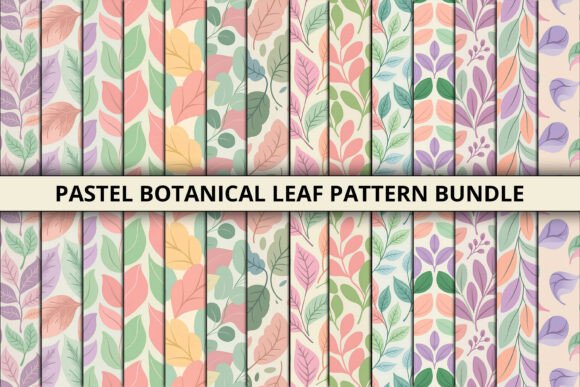 Pastel Botanical Leaf Pattern Bundle