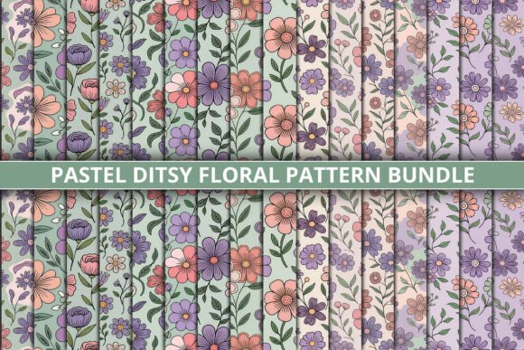 Pastel Ditsy Floral Pattern Bundle