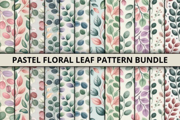 Pastel Floral Leaf Pattern Bundle