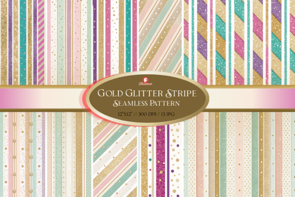 Pastel Gold Glitter Stripe Digital Paper: A Touch of Elegance for Creative Projects