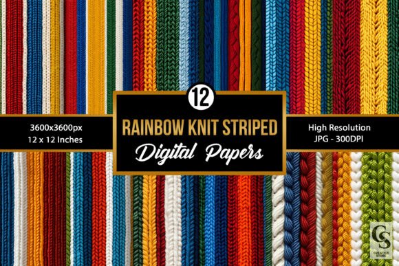 Rainbow Knitted Stripes Digital Papers