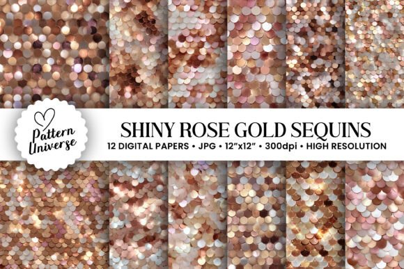Rose Gold Sequins Digital Papers