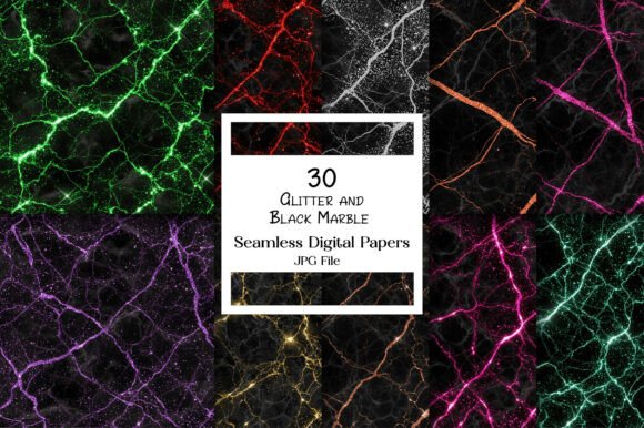Seamless Glitter and Black Marble: A Fusion of Elegance and Glamour