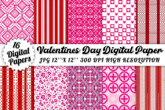 Valentines Day Kiss Heart Digital Paper