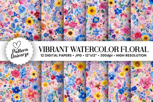 Vibrant Watercolor Flowers Digital Paper: A Creative Solution for Every Project