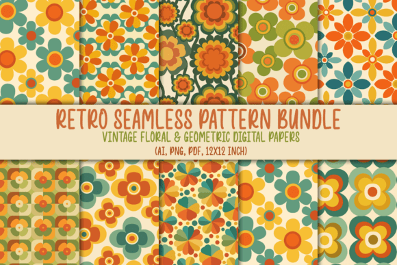 Vintage Floral Geometric Digital Paper: A Nostalgic Touch for Modern Creativity