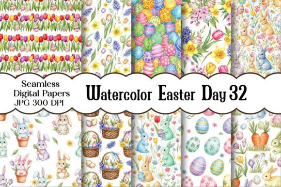 Watercolor Easter Day Digital Papers